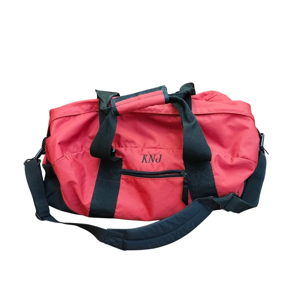 L.L.Bean Vtg Duffle Bag Travel Gym Carry On Red Black USA‎ adventure Gear Medium